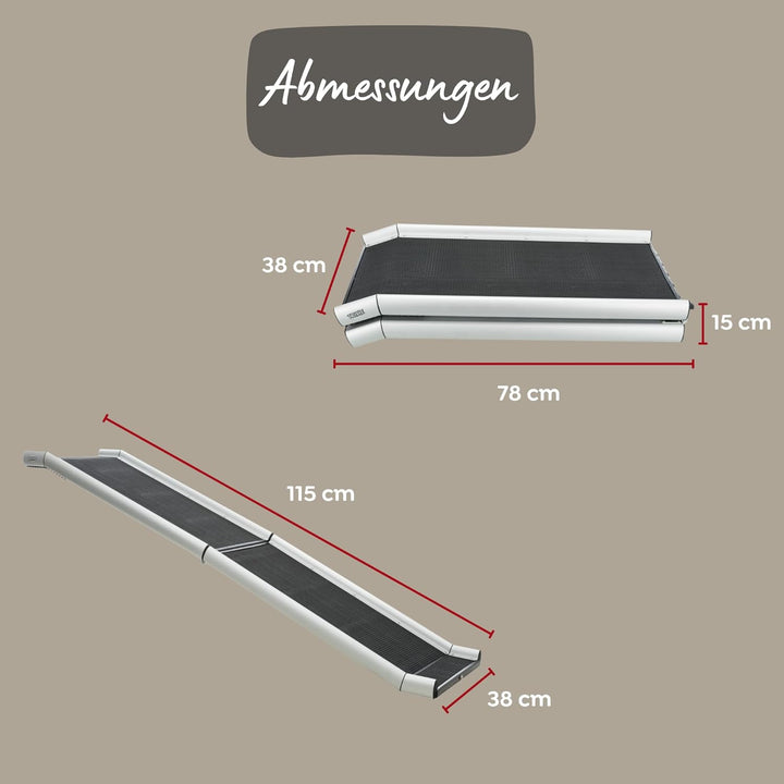 Trixie 3938 Klapp-Rampe, Aluminium/Kunststoff/Gummi, 38 × 155 cm, 6,3 kg, schwarz