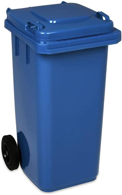 JESTIC Mülltonne Abfalltonne Reststofftonne 120L laufruhige Vollgummi-Räder NEU (blau) 120 Litros bl
