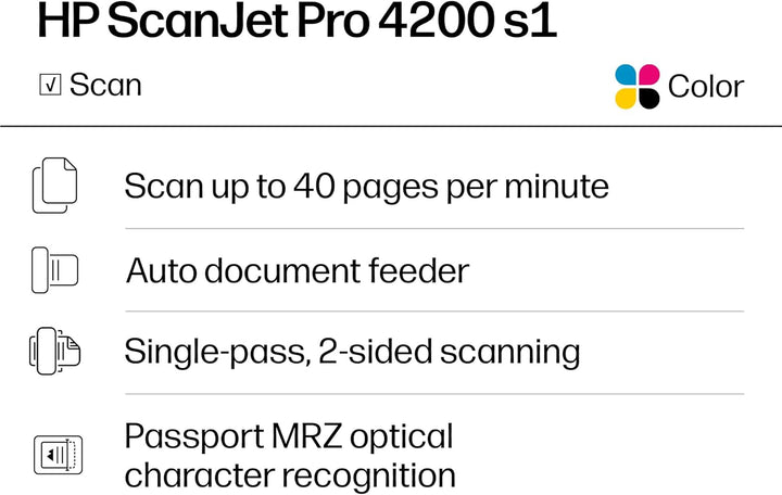 HP ScanJet Pro 4200 s1, schneller zweiseitiger Scanner mit automatischem Dokumenteneinzug, ideal für