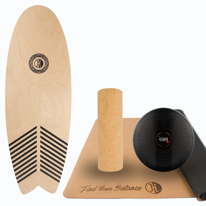 JUCKER HAWAII Balance Boards - Trick & Surf Balanceboard (100% Echtholz) mit extra rutschfester Ober