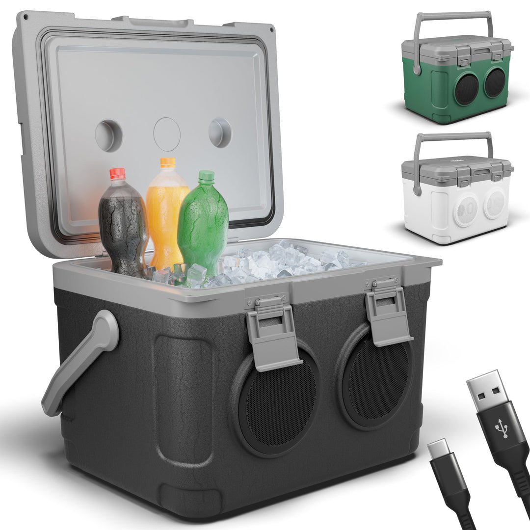 TOM 3in1 Musik Kühlbox 21l zum Kühlen, Warmhalten und Musik hören – mit Bluetooth Lautsprecher – Küh