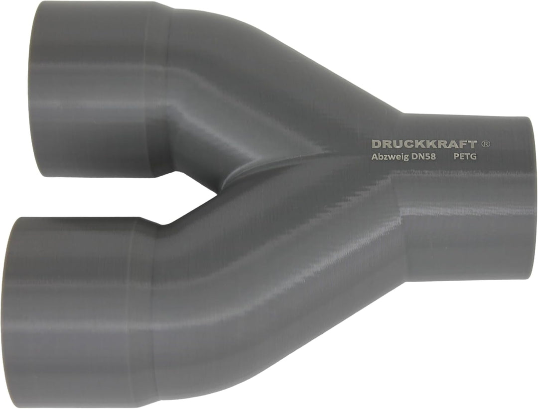 DRUCKKRAFT Y-Verteiler DN58 auf 2× DN58 Muffe | 2-Wege Absaugung | Rohrverteiler für Werkstatt Absau