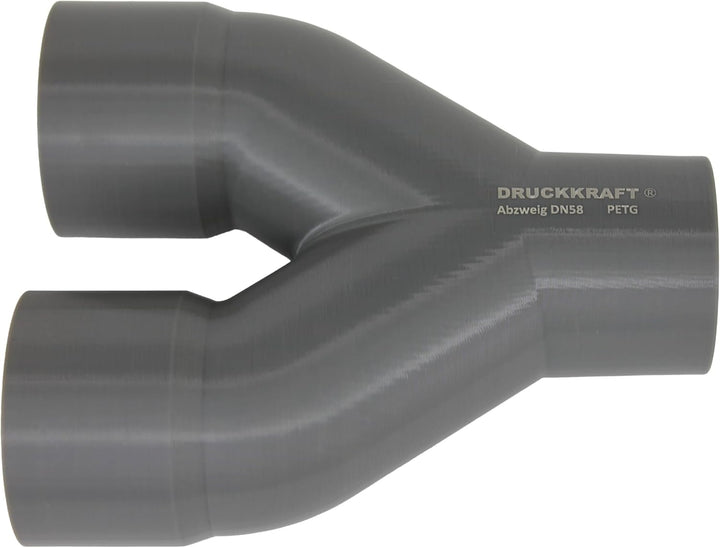 DRUCKKRAFT Y-Verteiler DN58 auf 2× DN58 Muffe | 2-Wege Absaugung | Rohrverteiler für Werkstatt Absau