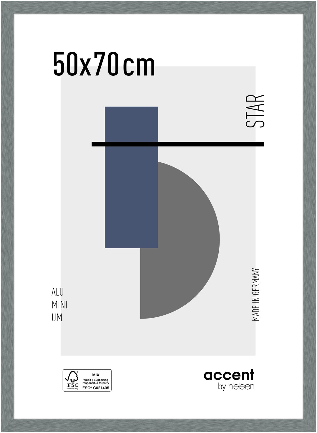 accent by nielsen Aluminium Bilderrahmen Star, 50x70 cm, Struktur Grau 50 x 70 cm Struktur Grau, 50