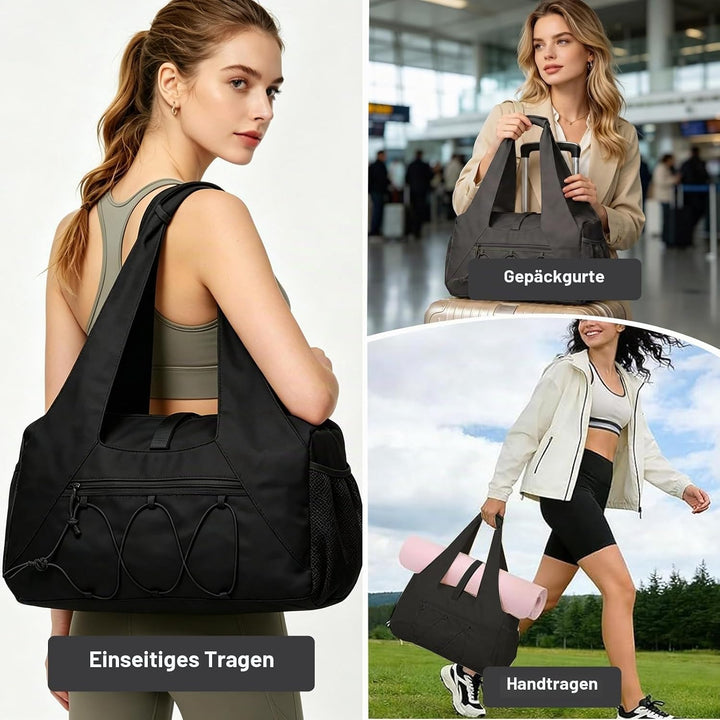 Sporttasche Damen - Sporttasche mit Schuhfach und Nassfach - Gym Tasche Leicht Wasserabweisend - Rei