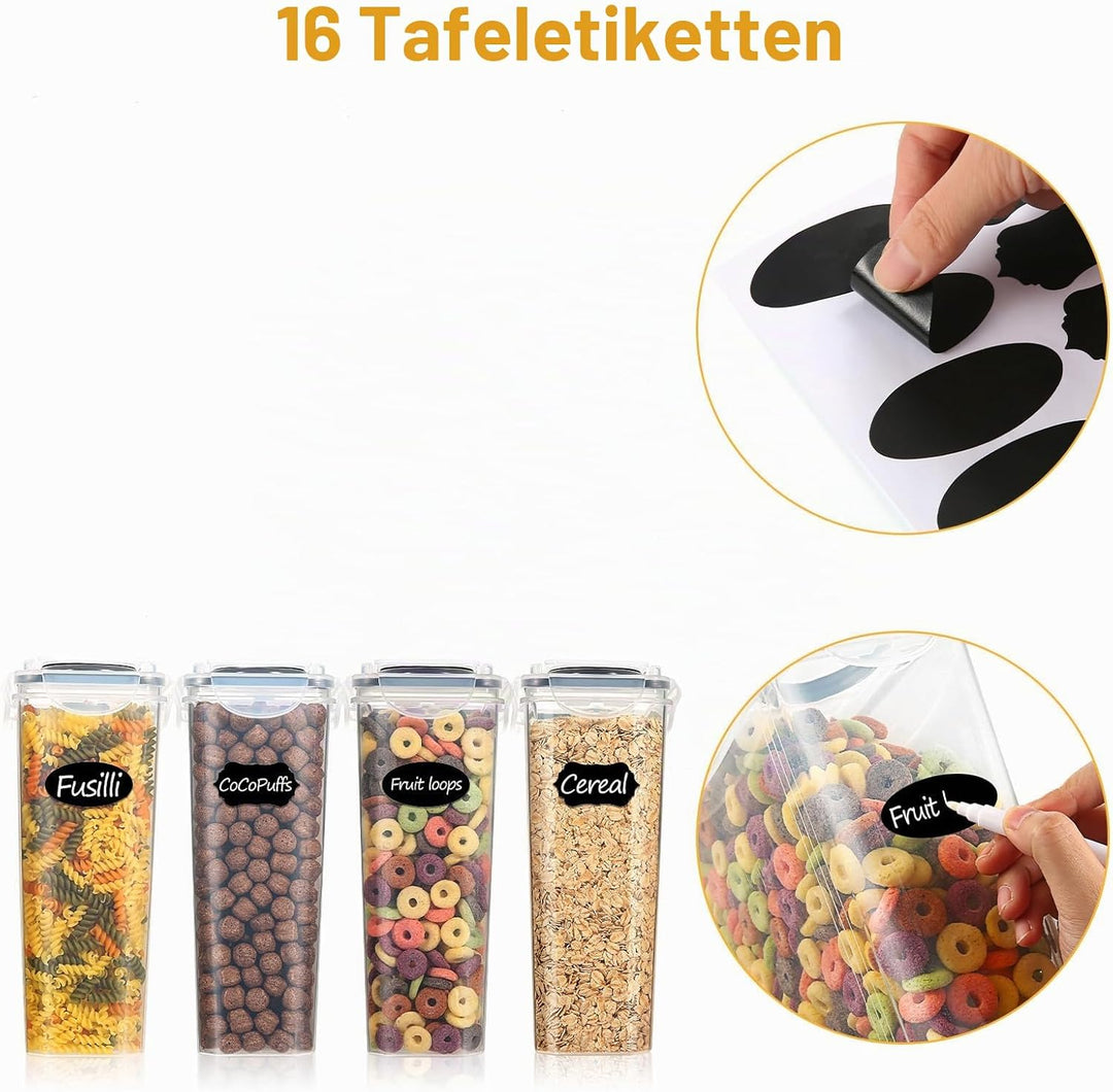 YASHE 4 Stücke Vorratsdosen Set 3.7L, Vorratsdosen mit Deckel Luftdicht, Kunststoff BPA freie Küche