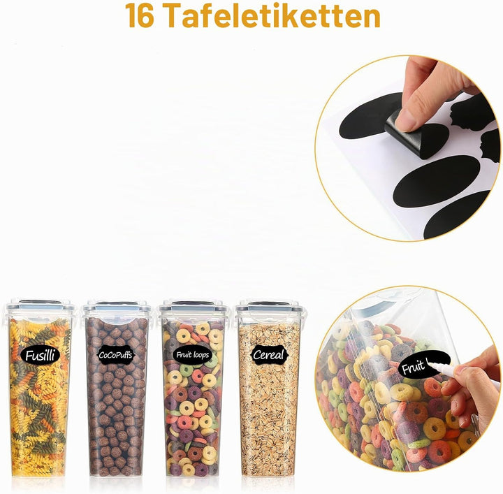 YASHE 4 Stücke Vorratsdosen Set 3.7L, Vorratsdosen mit Deckel Luftdicht, Kunststoff BPA freie Küche