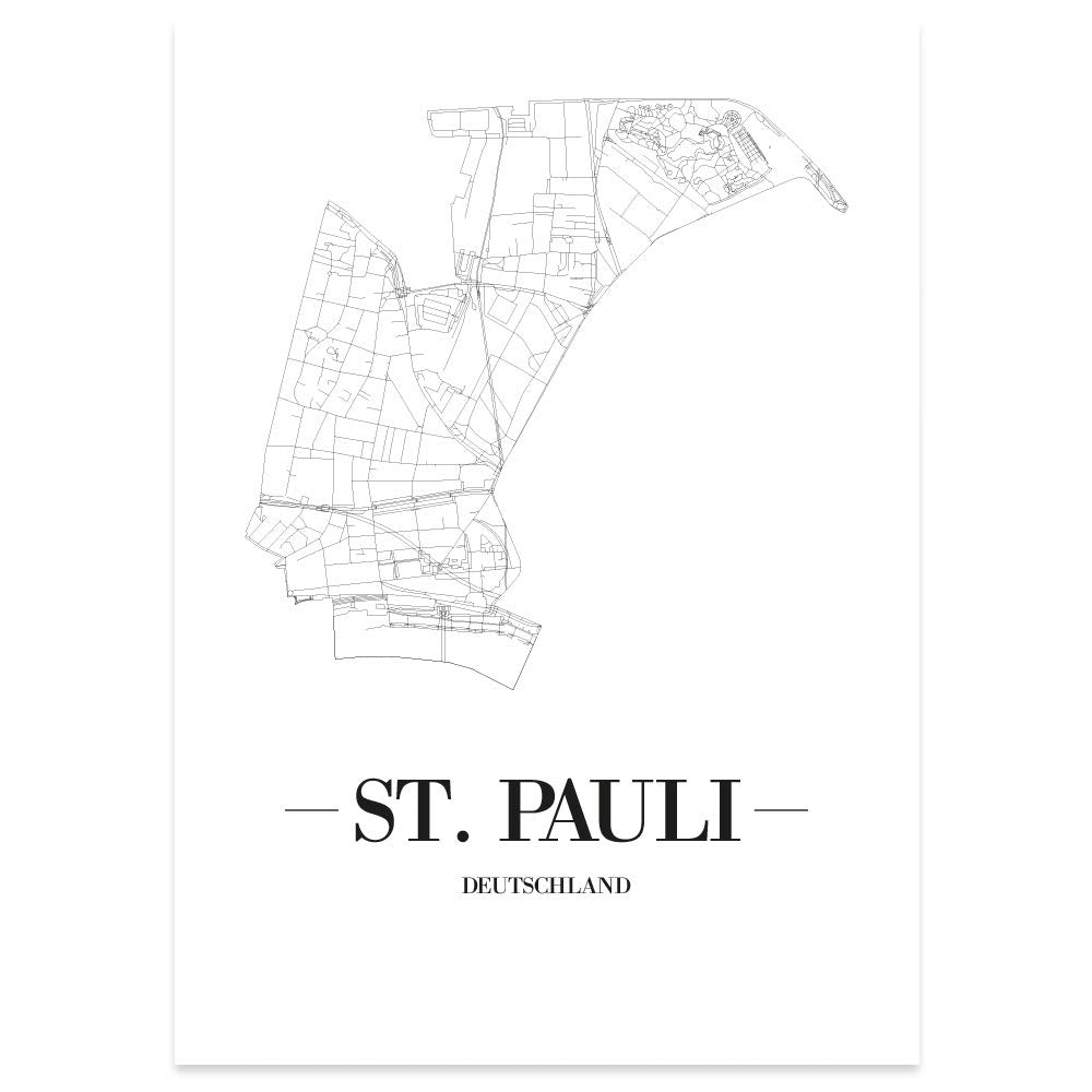 JUNIWORDS Stadtposter, St Pauli, Wähle eine Grösse, 40 x 60 cm, Poster, Schrift A, Weiss 40 x 60 cm