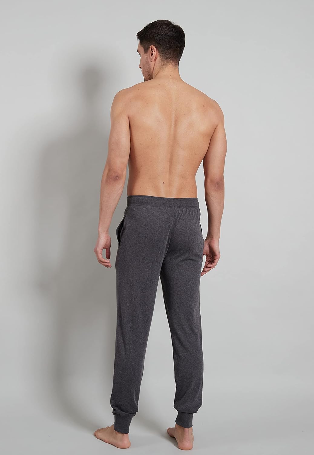Götzburg Herren Lange-Hose, Baumwolle, Single Jersey, grau, melange, mit Bündchen L Anthra Melange,