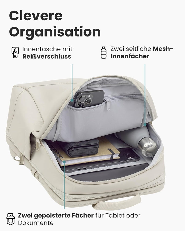 LARKSON Business Laptop Rucksack Herren Beige - Bjarne Small - Kleiner Arbeitsrucksack mit 16 Zoll L