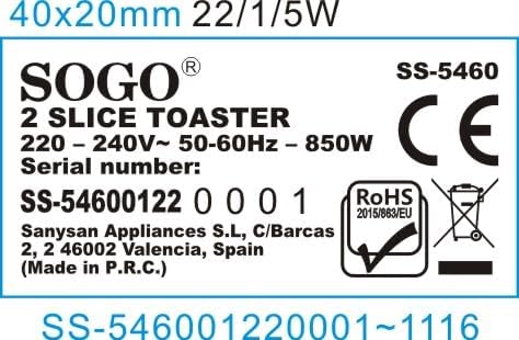 Sogo Retro Vintage Edelstahl und Emaille (rot, Toaster 850 W) Rot Toaster 850 W, Rot Toaster 850 W