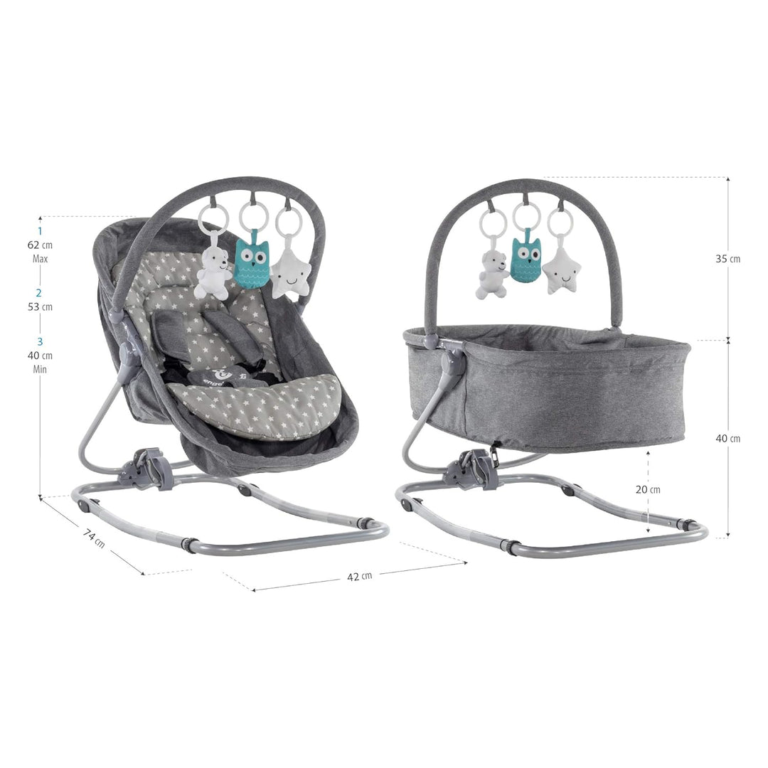 Engel & Storch Babywippe VIGO Baby Schaukelstuhl Babywiege mit abnehmbarem Bezug und Spielebogen - i