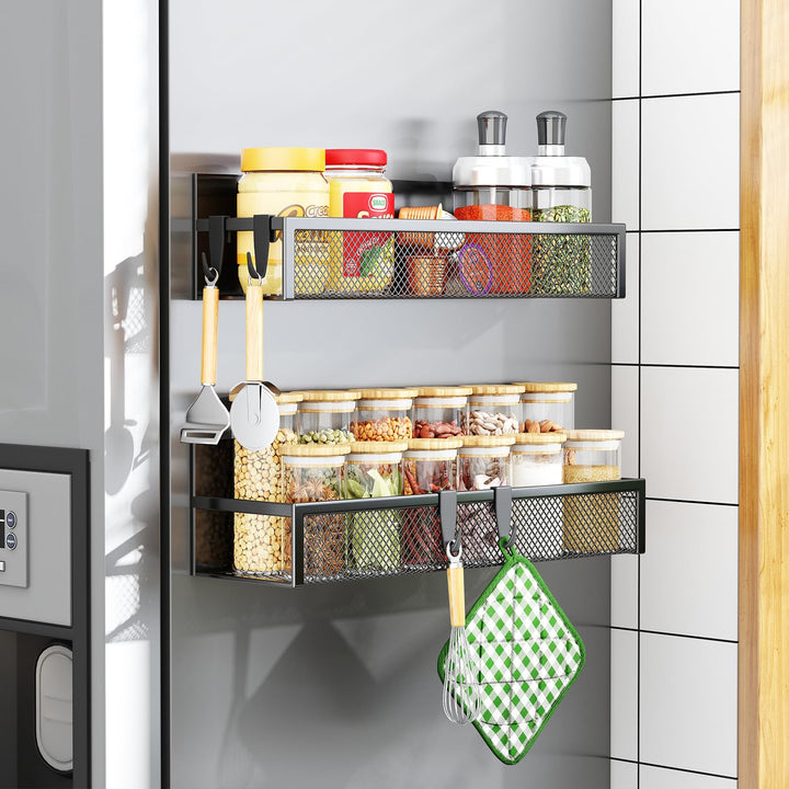 Magnetisches Gewürzregal für Kühlschrank, 2 Pack Magnetregal, Kühlschrank Magnet Organizer mit beweg