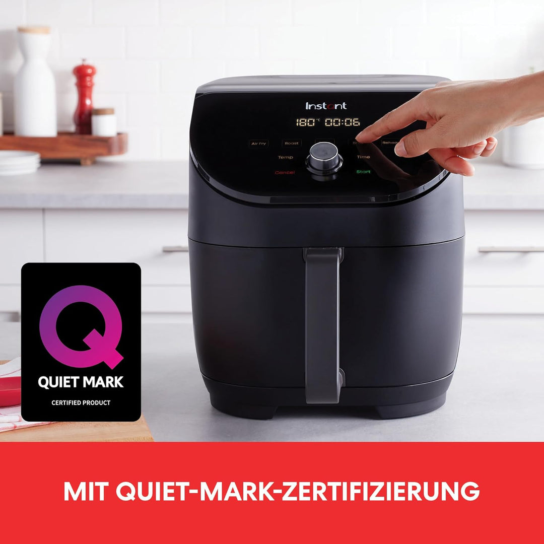Instant Vortex Slim-5.7L Digitale Heissluftfritteuse, Schwarz, 5-in-1 Smart Programm-Air Fryer, Back