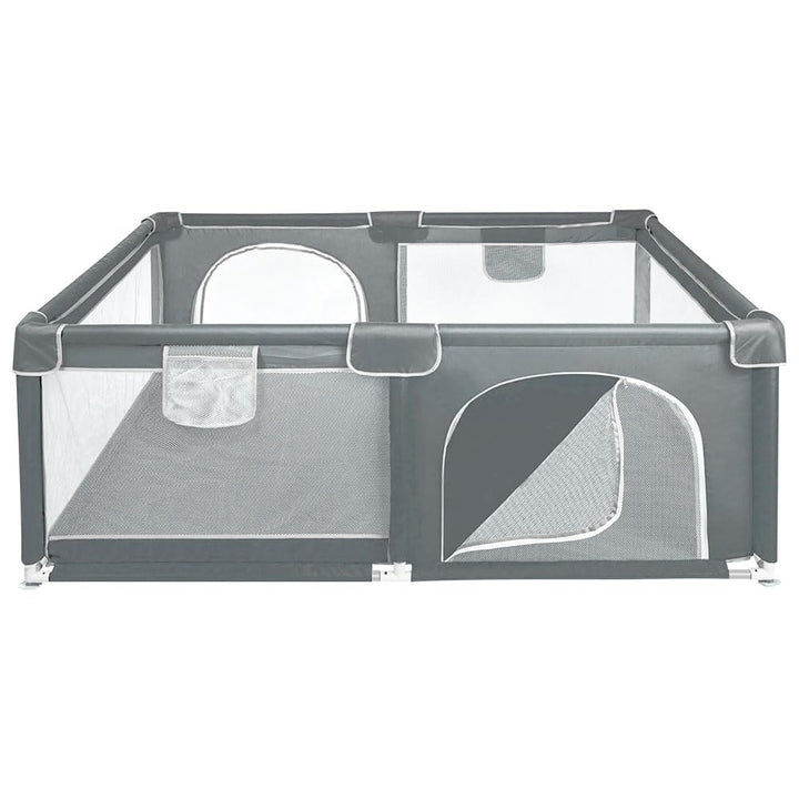 Laufstall Baby 120x160 cm – Baby Laufgitter aus Oxford Stoff mit Netz, rutschfest, mit Aufbewahrungs