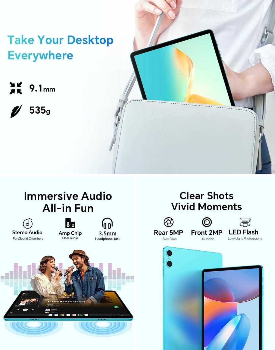 TECLAST 10.1 Zoll Android Tablet mit Gemini AI, Tablets mit Tastatur und Stift 10-Zubehör, 64GB ROM