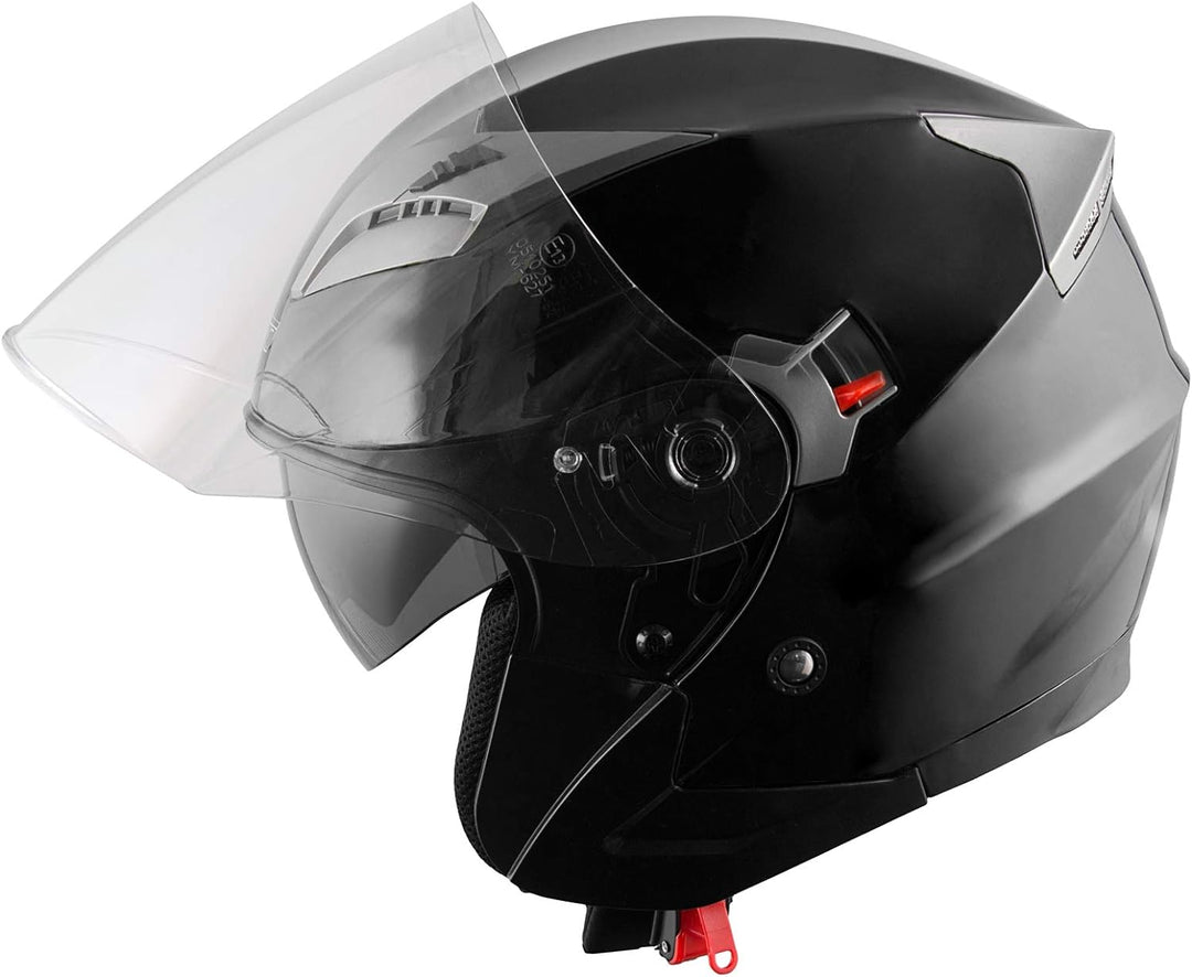Motorradhelm Helm Sturzhelm Jethelm Roller Innensonnenblende Visier 61-62 cm (XL) Schwarz, 61-62 cm