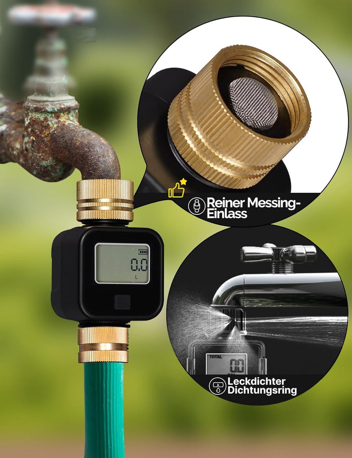 MOES Wasserzähler,Praktischer Wasseruhr für Garten,4 Modi zur Kontrolle des Wasserverbrauchs,Wasserm