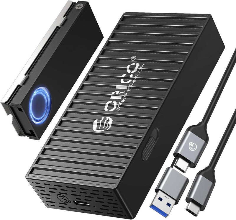 ORICO M.2 20Gbps NVME SSD Gehäuse, Werkzeugfreier USB3.2 Gen2x2 USB C Adapter Externer Case mit 2-in