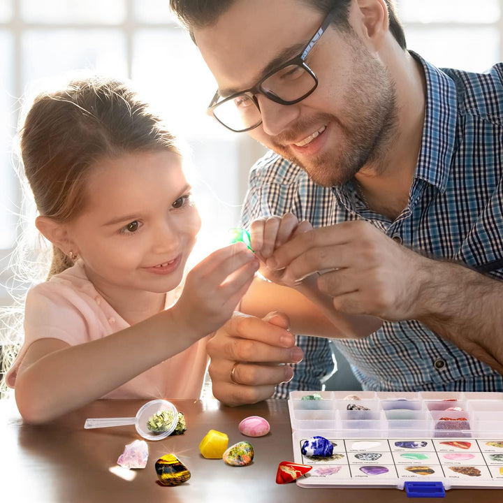 Edelsteinsammlung für Kinder - Mit 15 Gross Edelsteine und Aufbewahrungsbox mit Deckel - Mineralien