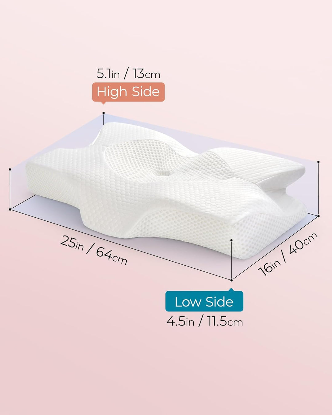 Elviros Orthopädisches Nackenkissen aus Memory Foam, Ergonomisches Kopfkissen Nackenschmerzen, für R