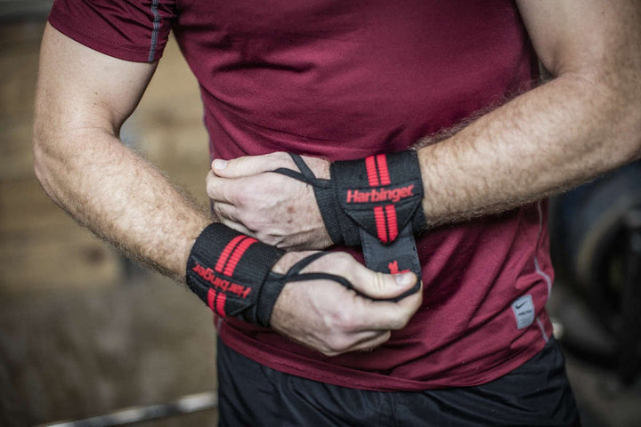 Harbinger Red Line Gewichtheber Handgelenk Wraps für Stabilität & Support Beim Krafttraining, Rot /