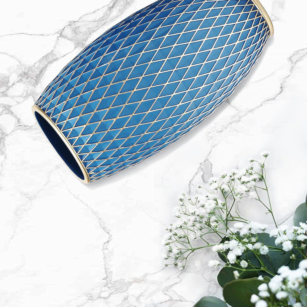Suanti Dekorative Blumenvase, Blau und Gold Vase, Heimdekoration, Einweihungsgeschenk, mit Diamantmu