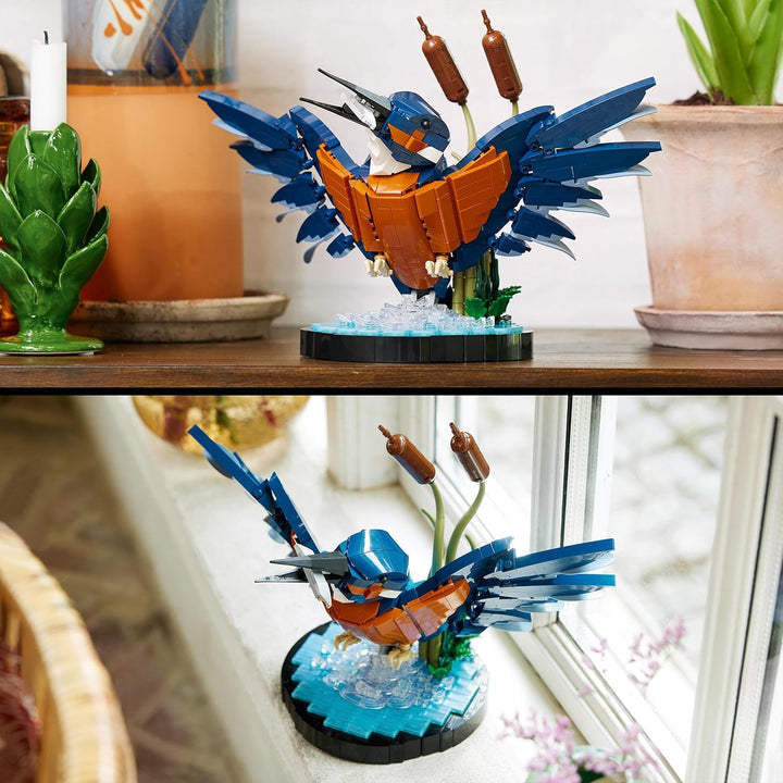 LEGO Icons Eisvogel Modellbausatz für Erwachsene, Vogel-Modell fürs Wohnzimmer & Creator Lotusblumen