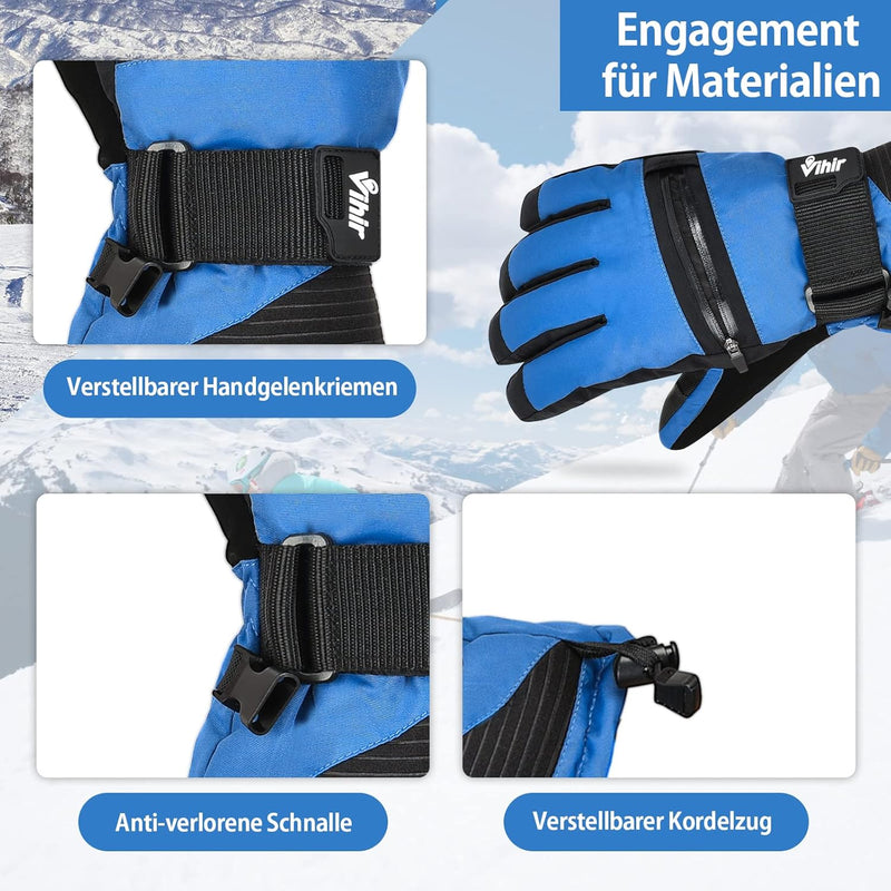 Vihir Winterhandschuhe Skihandschuhe Herren & Damen Thermo Handschuhe, Wasserdichte Touchscreen 3M T