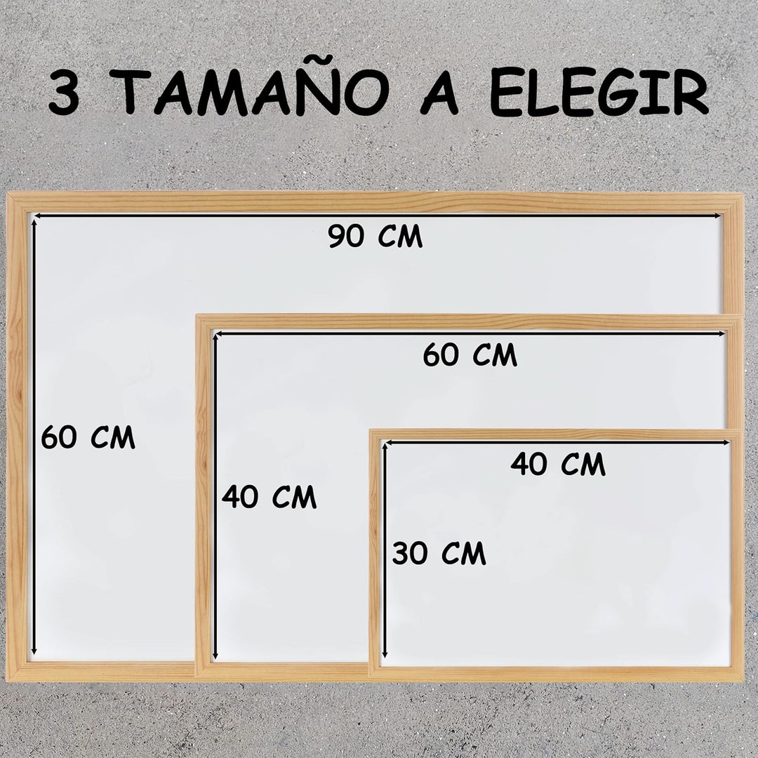 30x40cm Whiteboard mit Holzrahmen, Kreidetafel Löschbar, Weiss Tafel mit Schwarzer Marker 30x40cm We