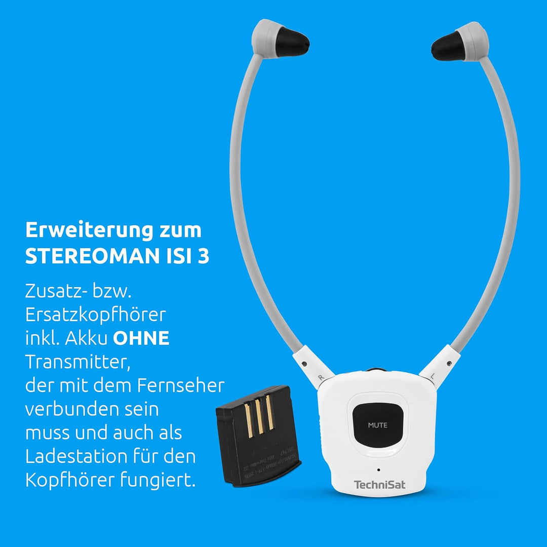 TechniSat STEREOMAN ISI 3 - Kopfhörer (Zweithörer, kabelloser Stereo-Funkkopfhörer inkl. Akku, ohne