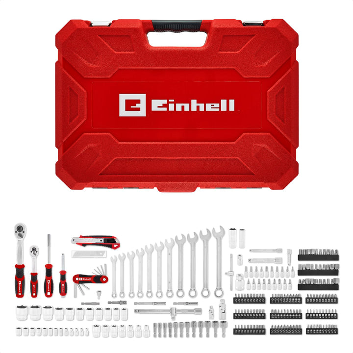 Einhell Werkzeugkoffer 233-tlg. (Umschaltknarren, Gabel-Ringschlüssel, Bit-Sortiment, Stecknüsse, Ve