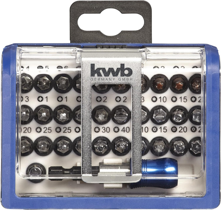 kwb Bit-Box – 32-tlg. schlagfeste Bits, Edelstahl-Bits, Torsion-Bits und Standard-Bits inkl. Schnell