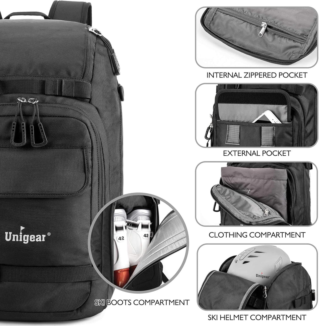 Unigear 50L/70L Skischuhrucksack Snowboardschuhe mit Helmtasche Wintersport Skifahren Skating Rucksa