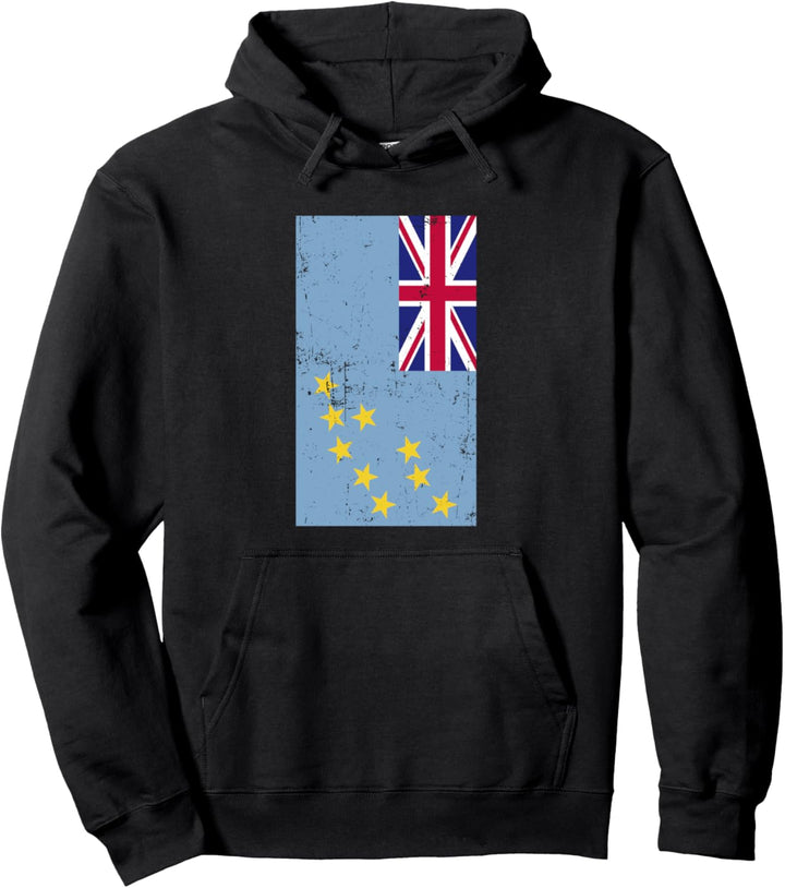 Tuvalu South Pacific Oceania Funafuti Distressed Flag Pullover Hoodie