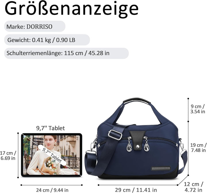 DORRISO Damen Umhängetasche Handtasche Mode Schultertasche Casual Umhängetaschen Reise Arbeit Lässig