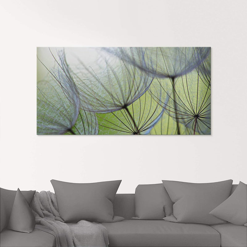 ARTland Glasbilder Wandbild Glas Bild einteilig 60 x 45 cm Botanik Blumen Pusteblume Foto Grün D1KE