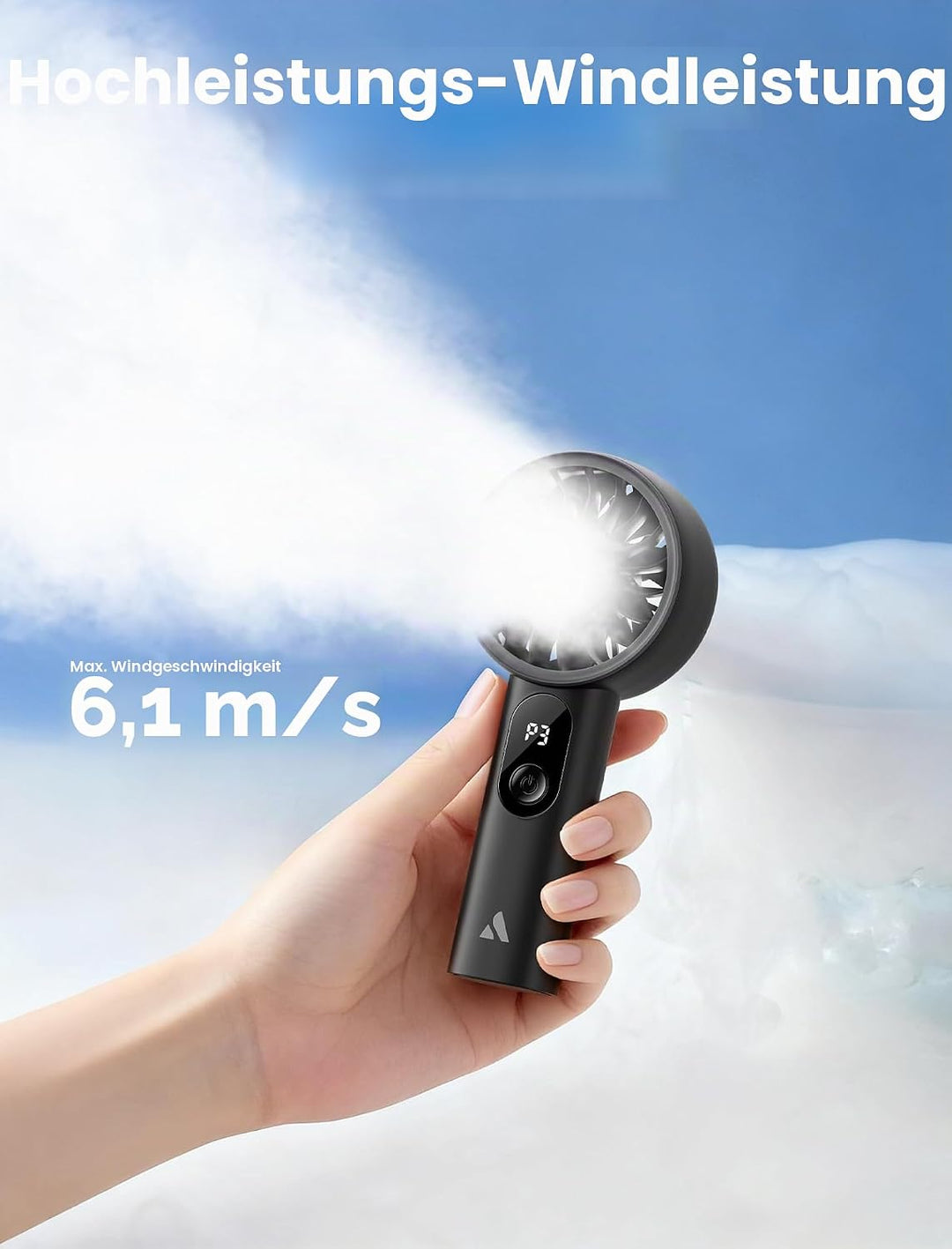 Aecooly Mighty Handventilator, Tragbarer Mini Ventilator, USB-aufladbar [Max. 10 Stunden Kühlzeit],
