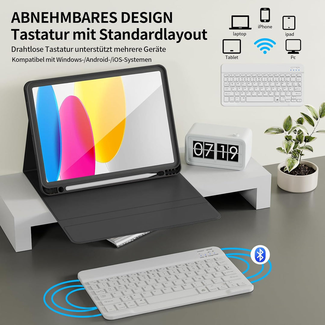Hülle mit Tastatur für iPad A16 11 Generation 2025 (11 Zoll), iPad 10 Generation 2022 (10.9 Zoll) mi