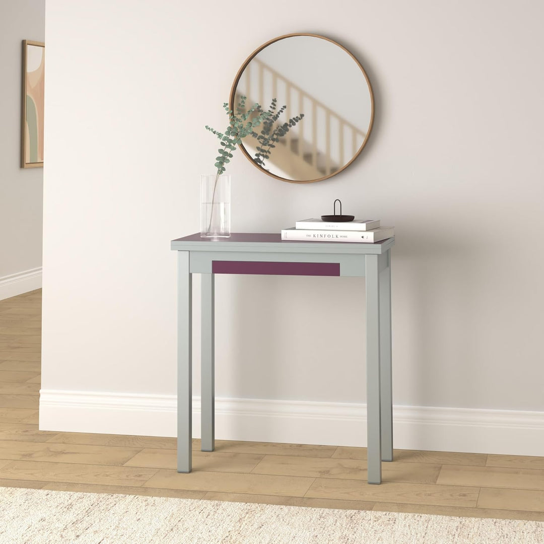 ASTIMESA - Küchentisch mit Schublade - Tisch mit Glasplatte in Aubergine - Minimalistisch - Gestell