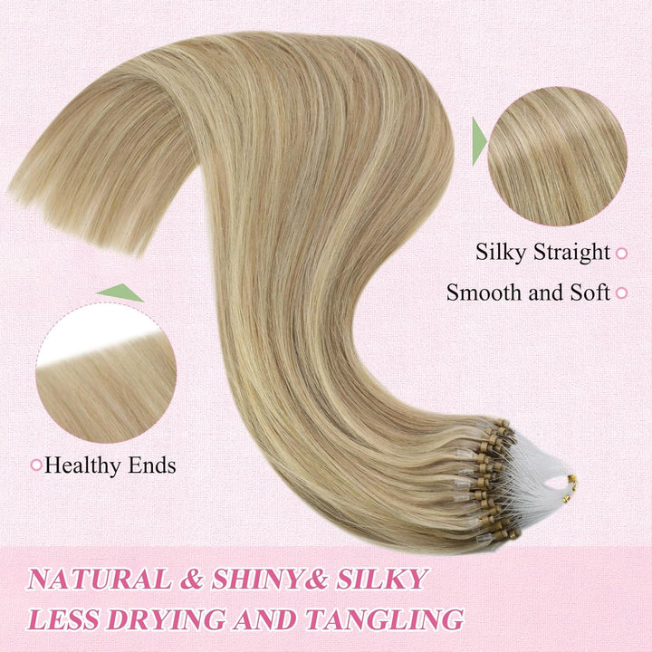 YoungSee Microring Extensions Blond Microring Extensions Echthaar 1g Blond Microring Hair Extensions