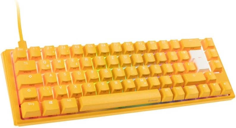 Ducky One 3 Yellow - Mechanische Gaming Tastatur Deutsches Layout im SF-Format (65% Keyboard) mit Ch