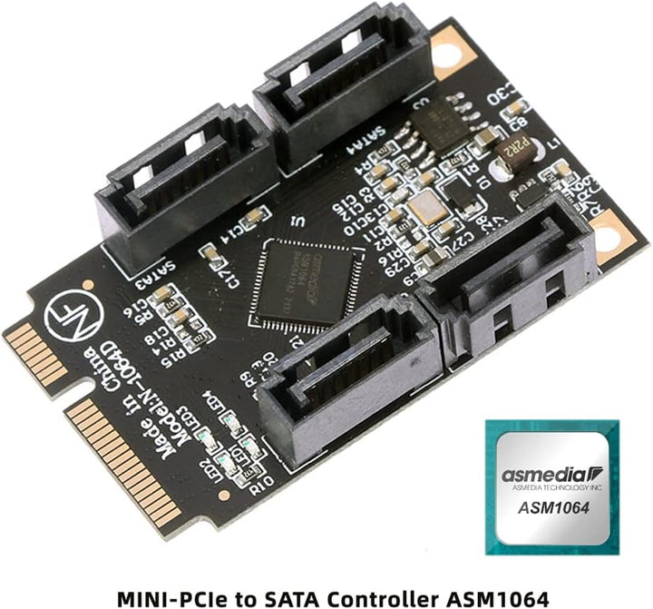 cablecc Mini PCI-E PCI Express auf 6 Gbit/s Vier Ports SATA 3.0 Adapter Konverter Festplattenerweite