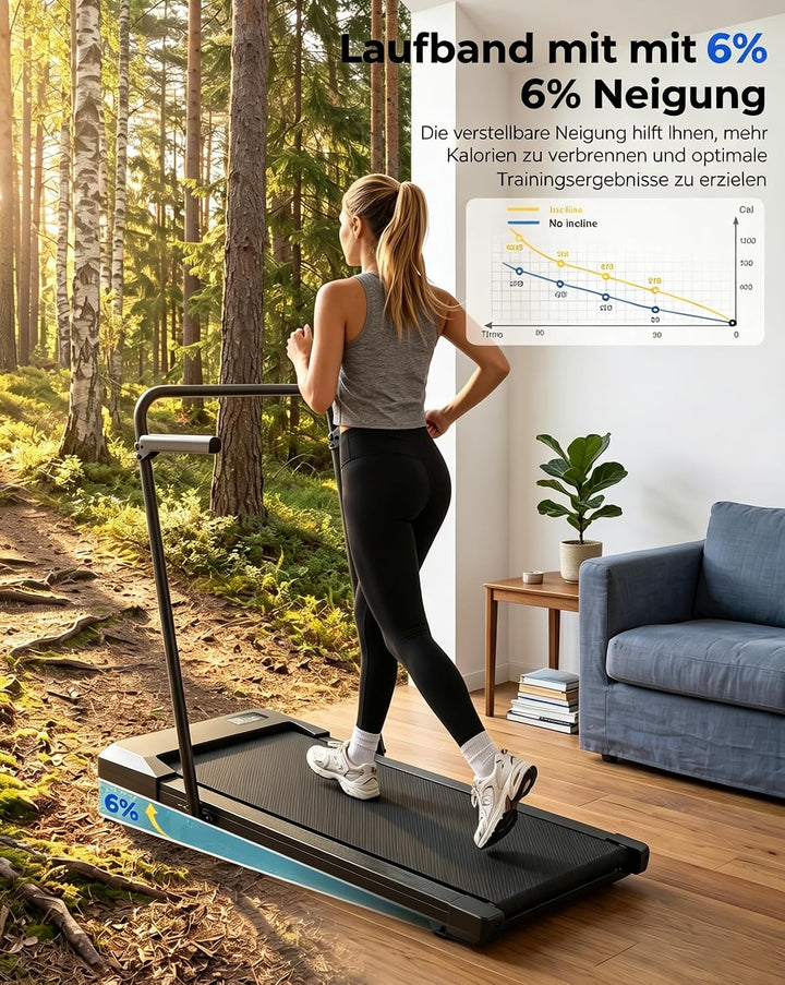 MJWW Raceable Walking Pad mit 6%-9% Steigung, 2.5/3.0 HP Klappbares Laufband für Zuhause &amp; Büro mit