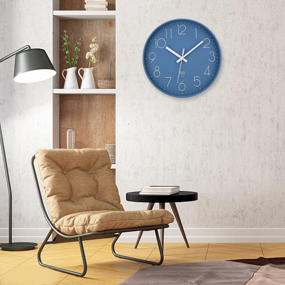 NESIFEE 30 cm, Moderne Funkuhr, funkgesteuerte Wanduhr, leise, kein Ticken, gut lesbar, batteriebetr