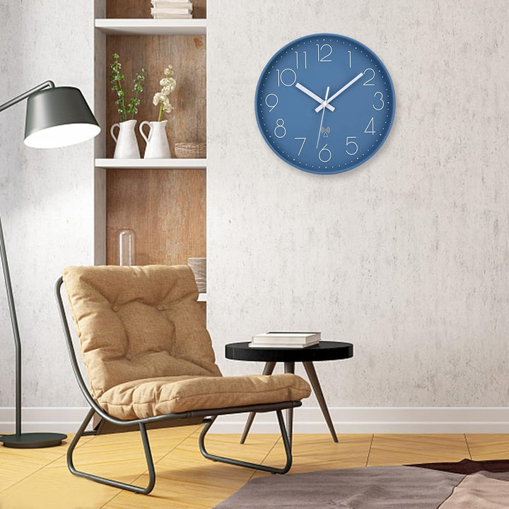 NESIFEE 30 cm, Moderne Funkuhr, funkgesteuerte Wanduhr, leise, kein Ticken, gut lesbar, batteriebetr