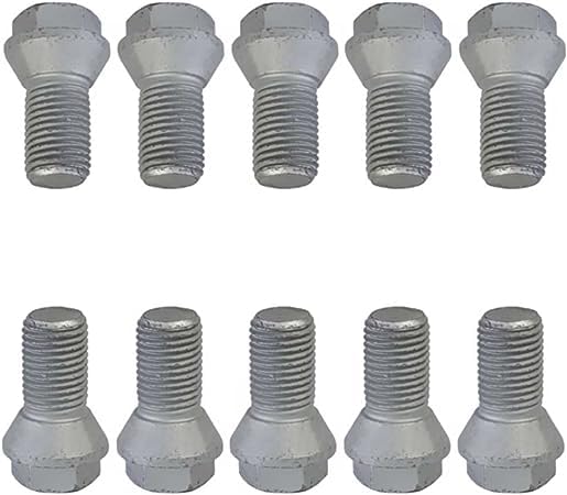 10 Radschrauben Radbolzen Kegelbund silber M14x1,5 21 mm (Kurzkopf) 21 mm (Kurzkopf) silber, 21 mm (