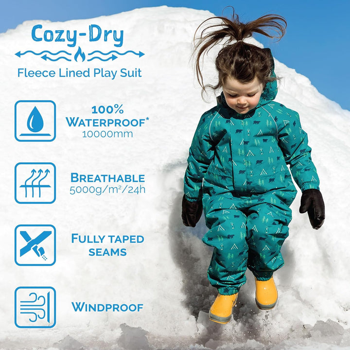 Jan & Jul Baby Toddler Puddle-Dry Rain-Suit, Waterproof and Breathable Fleece-lined: Prairie Flowers