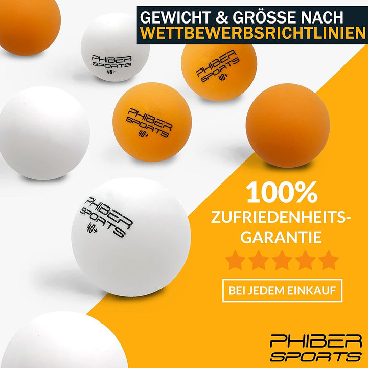 PHIBER-SPORTS Tischtennis Set mit 4 Tischtennisschläger + 8 Tischtennisbälle + Praktische Tragetasch