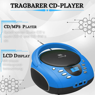 Tragbare Boombox | CD/CD-R | USB | FM Radio | Bluetooth | AUX-In | Kopfhöreranschluss | CD-Player |
